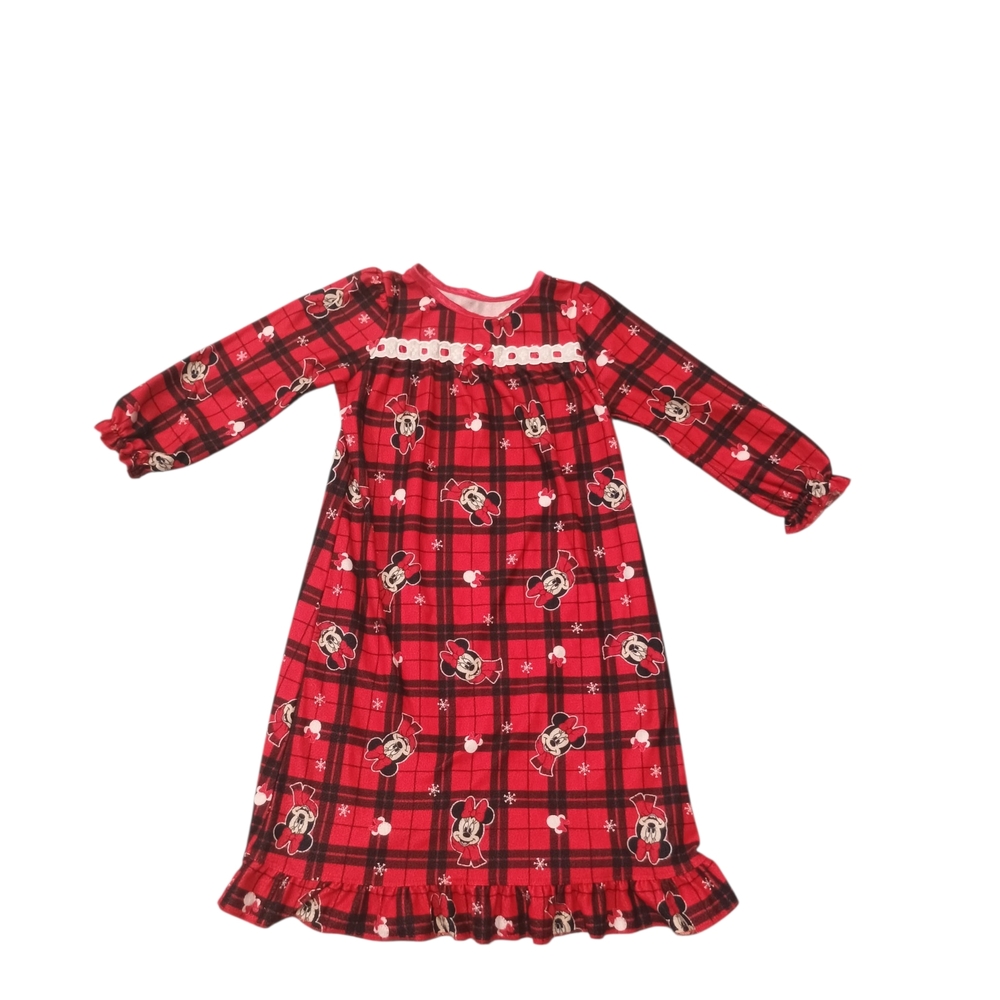 Disney Junior Minnie Red Plaid Kids 4T Pajamas Nightgown Sleepwear PJ